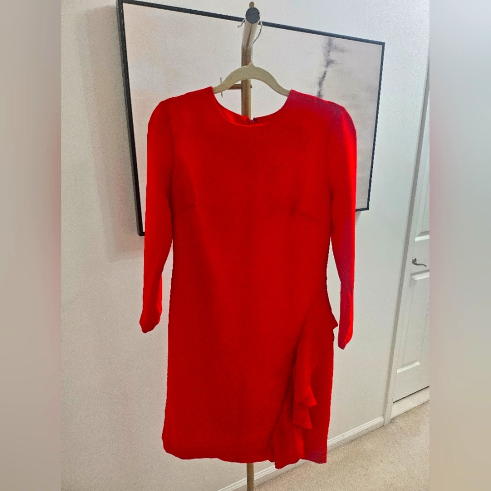 Banana Republic Vibrant Red Long Sleeve Dress